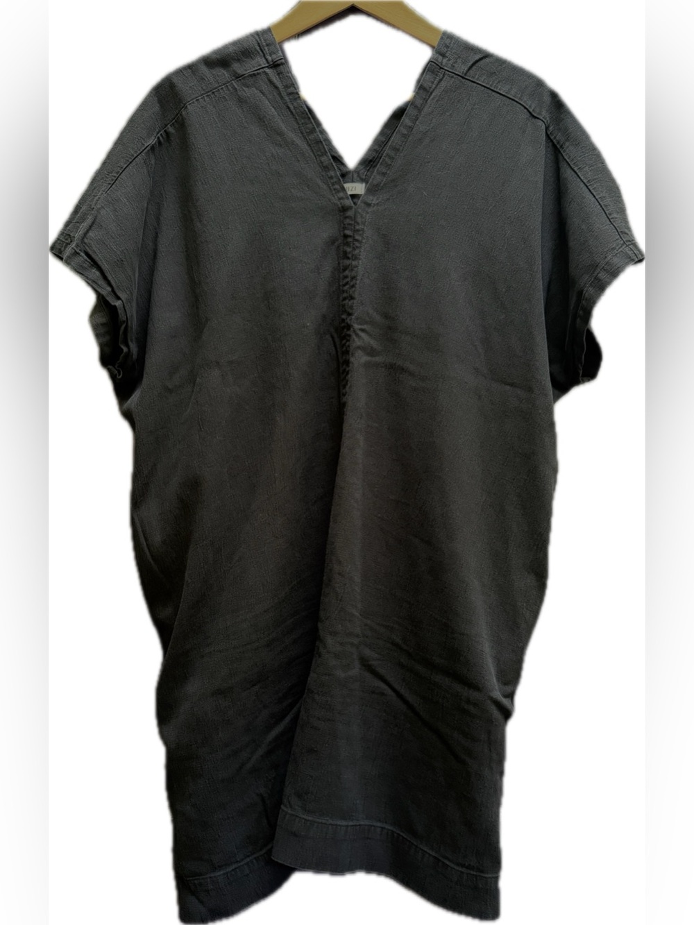uzinyc Washed Twill V-Neck Dress